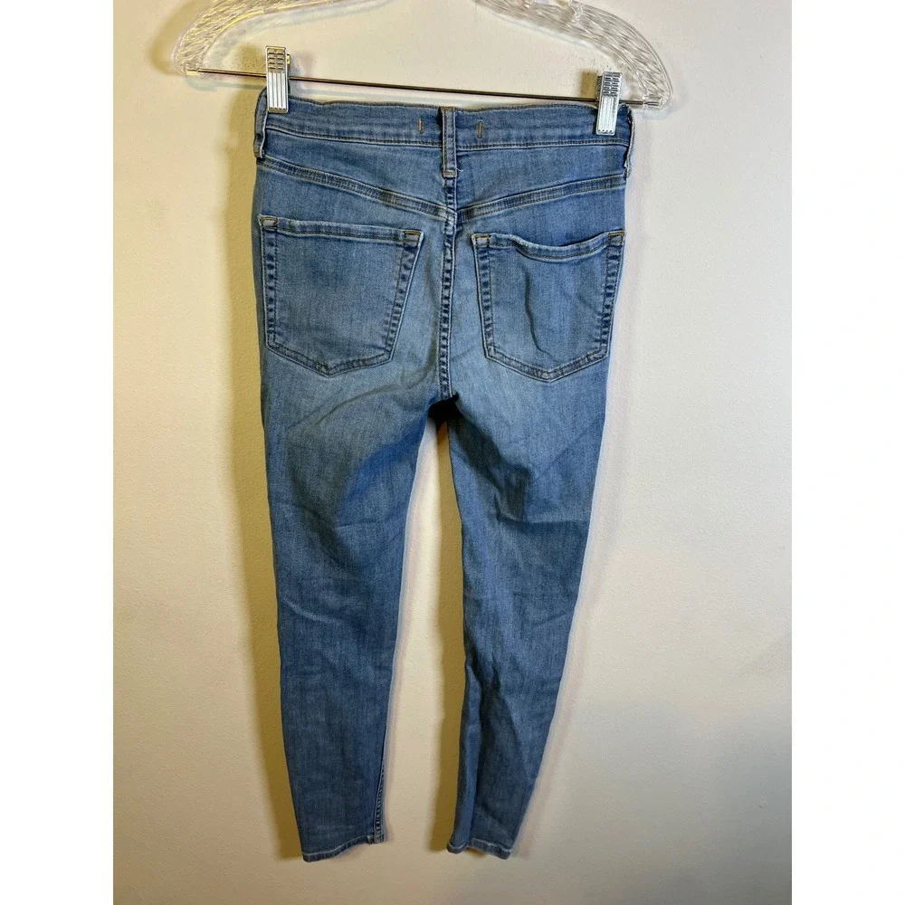 Free People Womens‎ Skinny Jeans Distressed Knee Blue 26